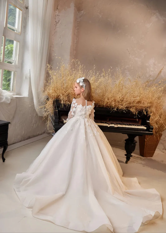 Vestidos de niña de las flores para niñas Princesa Personalizado Mariposa Encaje Cuentas Floral Boda Noche Fiesta Cumpleaños Batas
