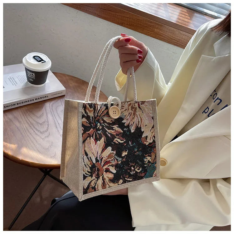 Linen-Style Nylon Tote | Portable & Solid Color Top-Handle Bag Luxegan