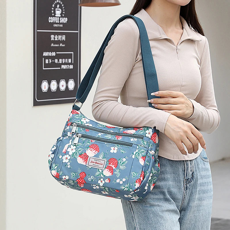 Fashion Floral Pattern Female Shoulder Bag | Pretty Style Girls Shopping Bag | Durable Fabric Women Crossbody Bag (SAC) Luxegan