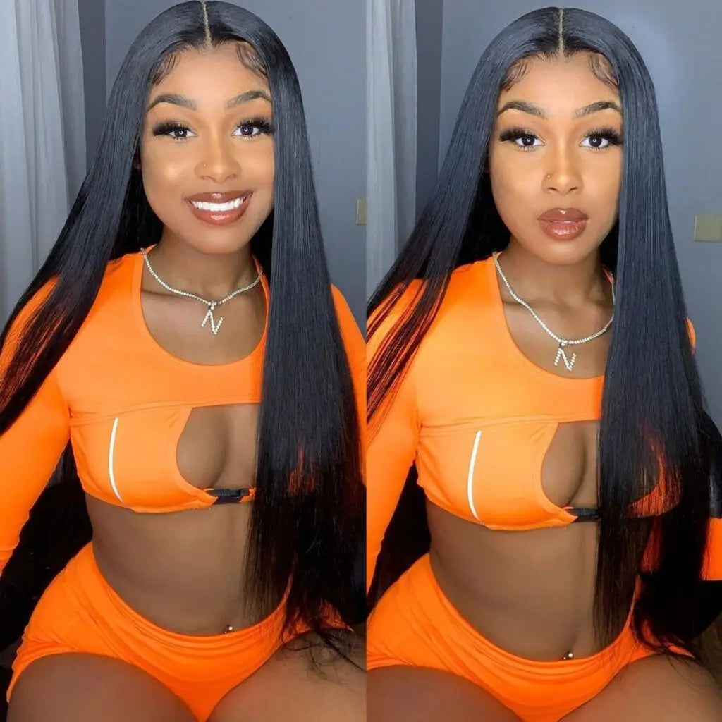 Glueless Wigs HD Human Hair Lace Frontal Wig Ready To Wear Bone Straight 13x4 Full Lace Front Human Hair Multi Parting Cleanranc