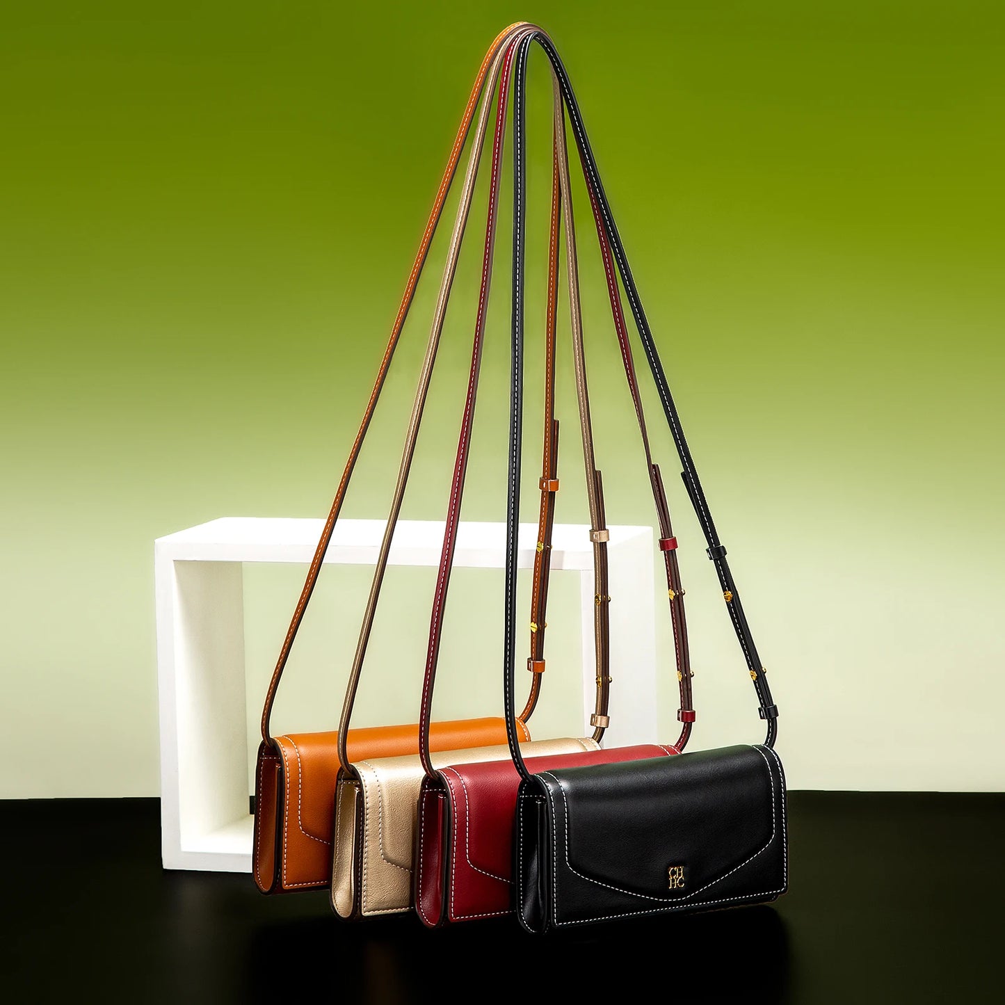 Simple PU Leather Small Square Crossbody | Detachable Strap Wallet Luxegan