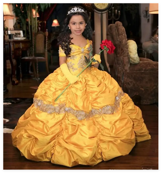 Retro Princess Lace Taffeta Flower Girl Dress | Vintage Beaded Pageant Gown | Sleeveless O-Neck First Communion Ball Gown with Bow and Ruffles Luxegan