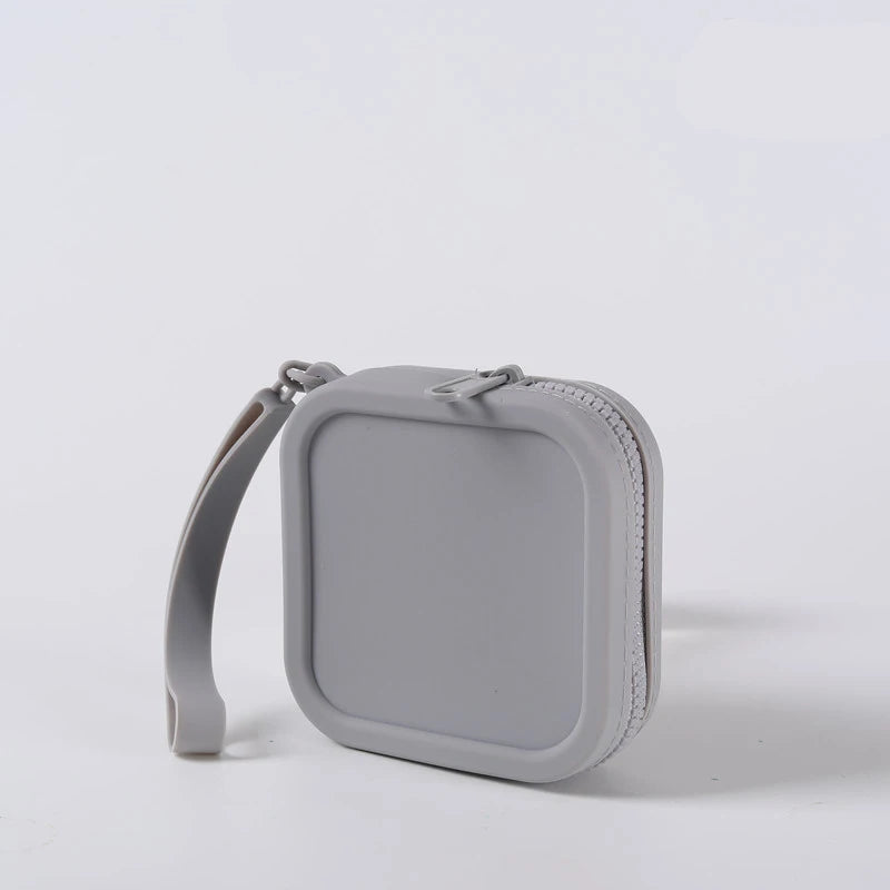 Small Square Waterproof Silicone Wallet | Simple Zipper Organizer Coin Purse & Earphone Bag | Unisex Travel Portable Pouch Luxegan