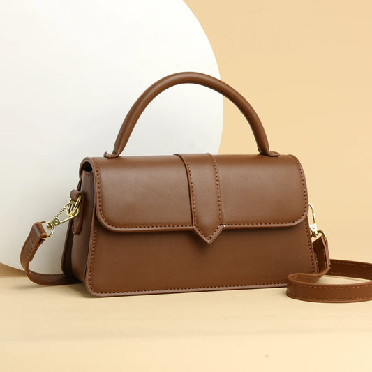 Leather Shoulder Bag for Women | Fashion Crossbody Bags & Vintage Underarm Bag (Square Satchel in Black) Luxegan