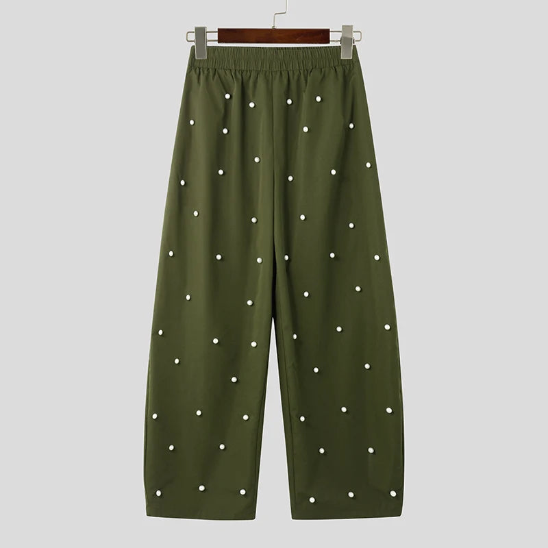 Pearl Decoration Design Trousers | Sophisticated Straight Leg Silhouette | Elegant "Ankle-Length" - view 7