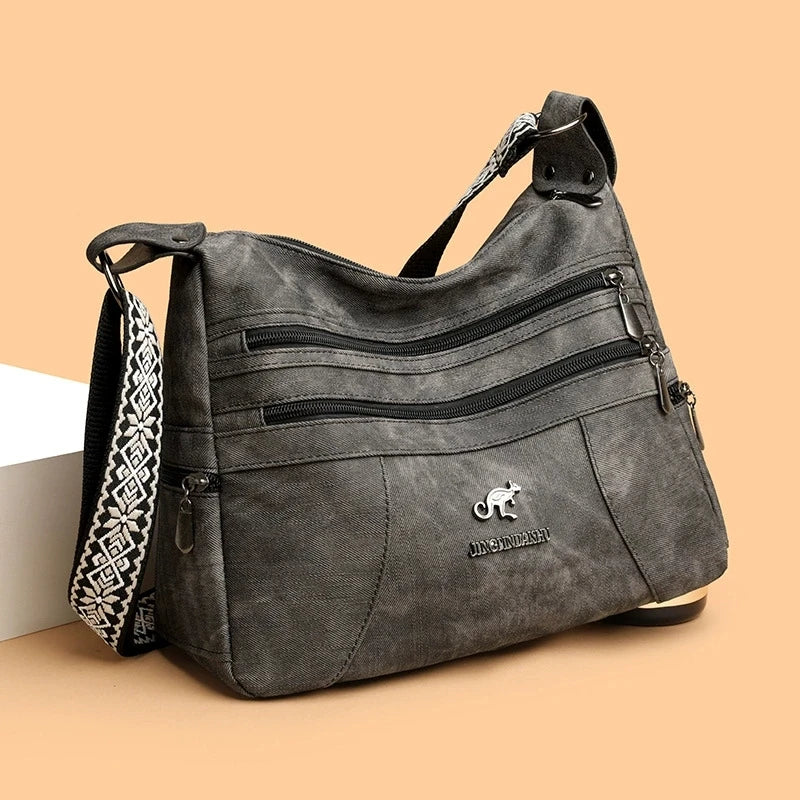 Vintage Style Shoulder Bag | Multi-Layer Crossbody Bag & Casual Faux Leather Handbag Luxegan
