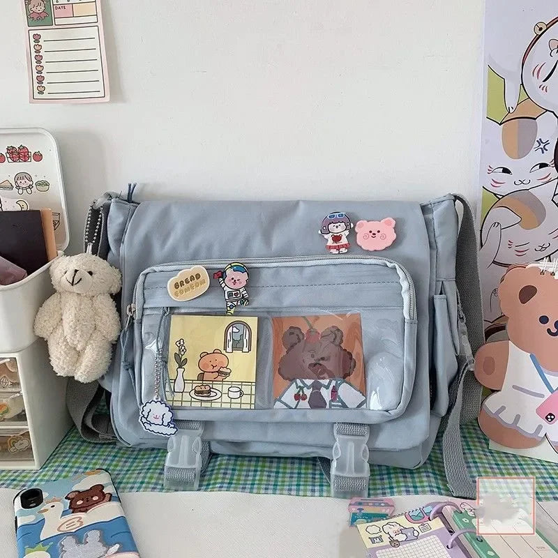 Japanese Harajuku Style Canvas Messenger Bag | Large Capacity Student Tote Luxegan