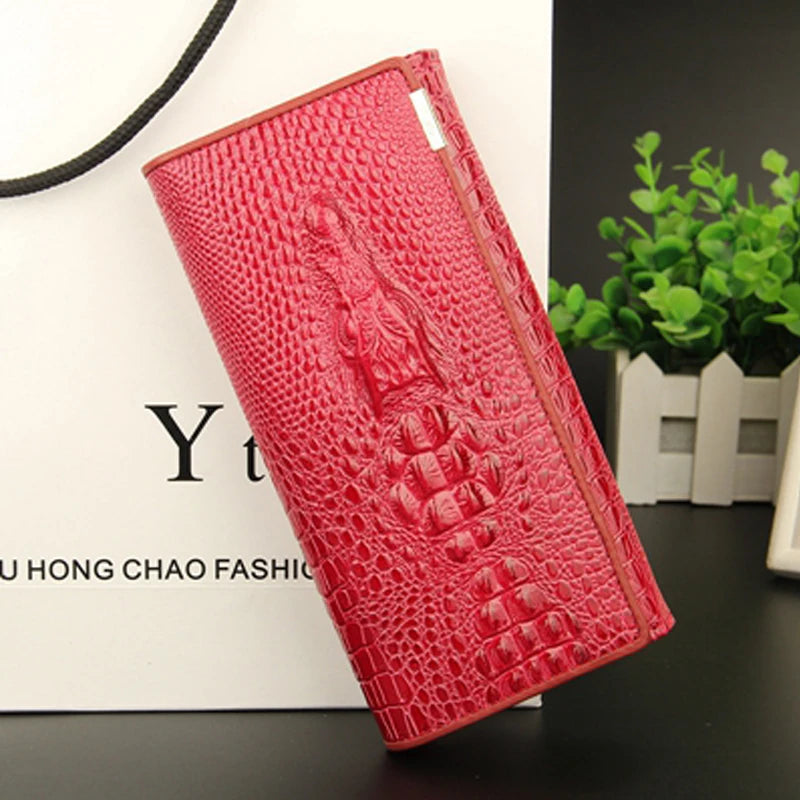 Women PU Leather Handbag Crocodile Pattern Long Wallet Large Capacity Clutch Phone Bag Coin Purse Card Card Holder for Party