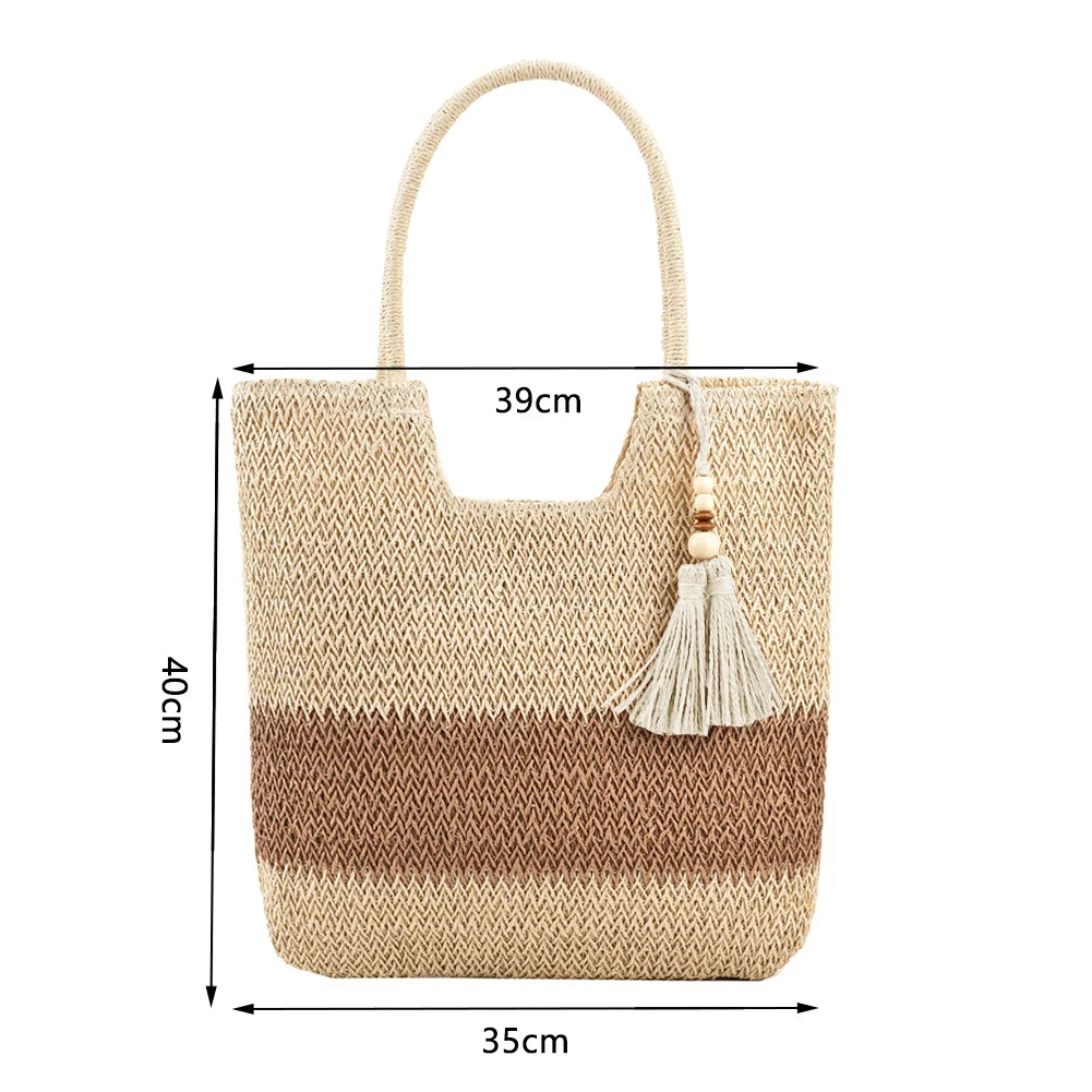 Vintage Hollow Design Woven Shoulder Bag | Large Capacity Knitting Tote & Summer Beach Bag Luxegan