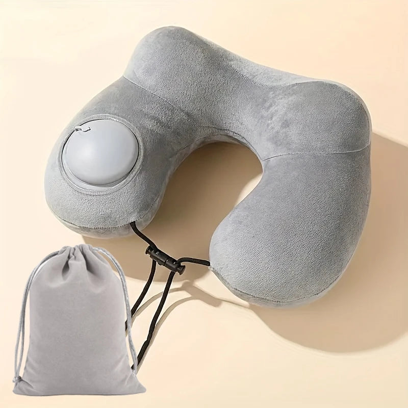 U-Shaped Inflatable Travel Pillow | Sophisticated "Press-to-Inflate" Silhouette | Elegant Portable Air-Filled Neck Support Cushion | "Dignified" High-Performance Travel Essential for Radiant Versatile Styling Luxegan