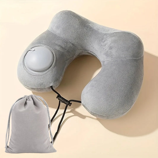 U-Shaped Inflatable Travel Pillow | Sophisticated "Press-to-Inflate" Silhouette | Elegant Portable Air-Filled Neck Support Cushion | "Dignified" High-Performance Travel Essential for Radiant Versatile Styling Luxegan