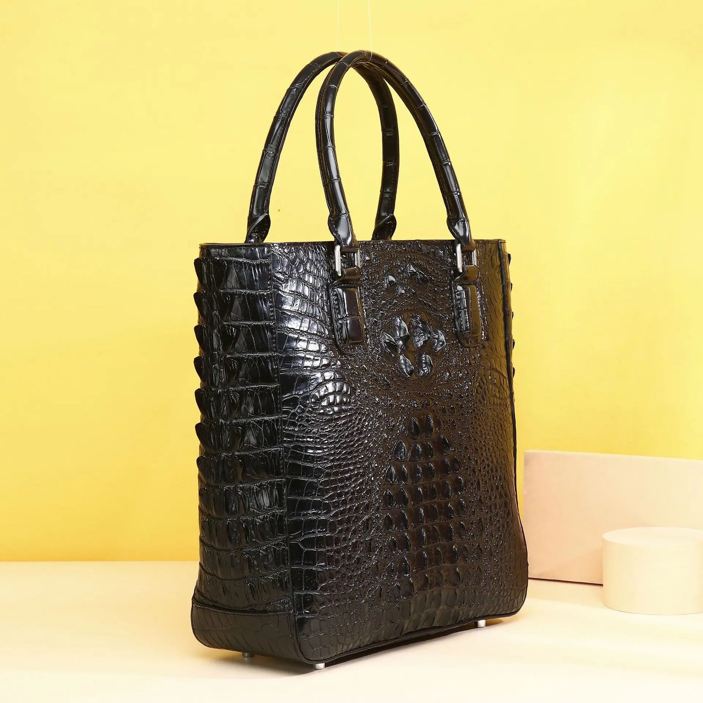 Women's Luxury Genuine Leather Alligator Handbag | Designer Real Natural Leather Shoulder Bag | Hard Shell Casual Tote Crossbody Purse | Multi-Pocket Large Capacity Versatile Satchel Model 20250603f Luxegan