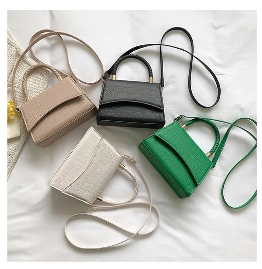 Solid PU Leather Flap Bag | Casual Designer Top Handle & Crossbody Luxegan