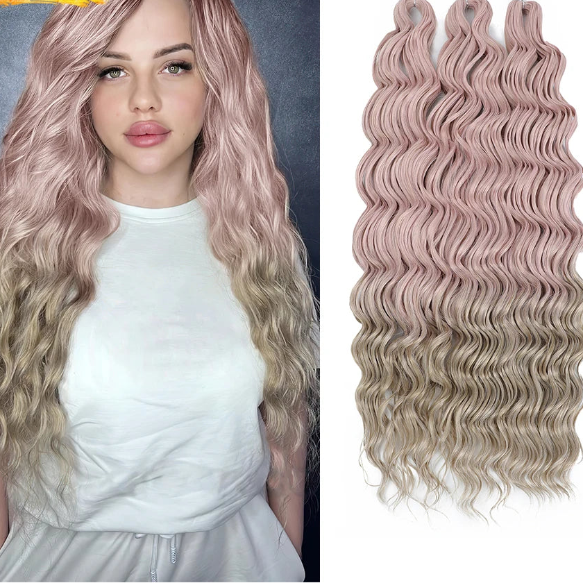 Loose Deep Wave Crochet Braiding Hair 24in | 50 Strands 100g | 22 Colors | Water Wave Twist Luxegan