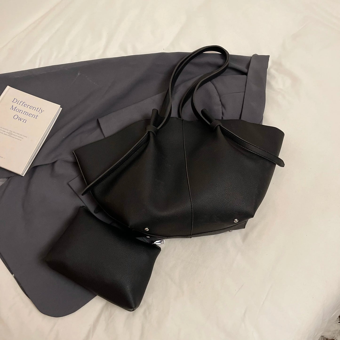 Luxury Designer 2-in-1 Shopper Tote Set | Branded Soft PU Leather Shoulder Handbag for Women (Big Capacity) Luxegan