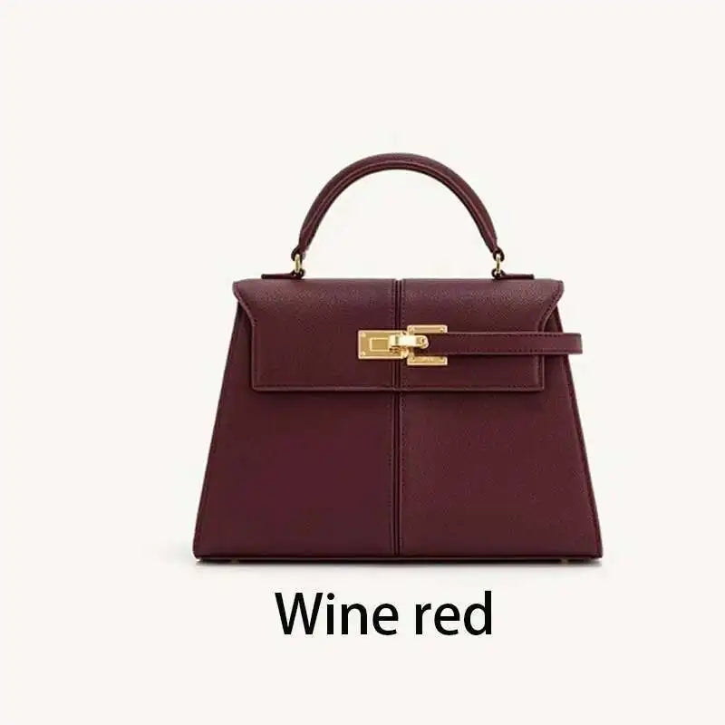 Trapezoidal Leather Women’s Handbag | Sophisticated Niche Designer Top-Handle Bag | Elegant Square Day Clutch | Fashion-Forward PU Leather Shoulder Bag with Artisan Charm Luxegan
