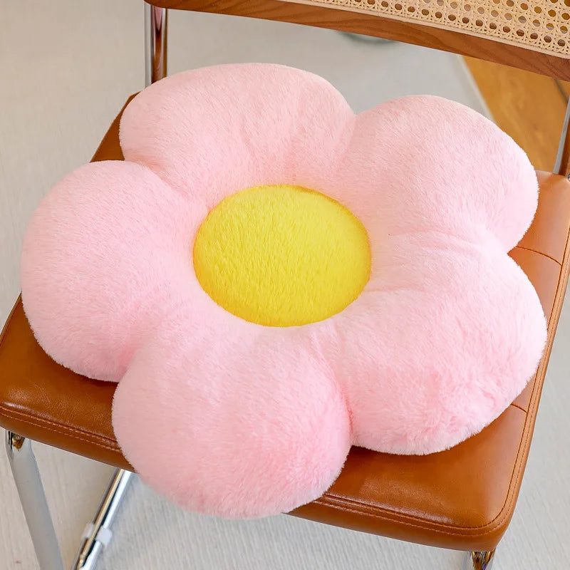 Circular Flower Shape Chair Cushion | Sophisticated "Soft Nap" Floral Silhouette | Elegant Winter Thick Floor & Couch Pillow | "Dignified" High-Performance Memory Comfort for Radiant Versatile Styling Luxegan