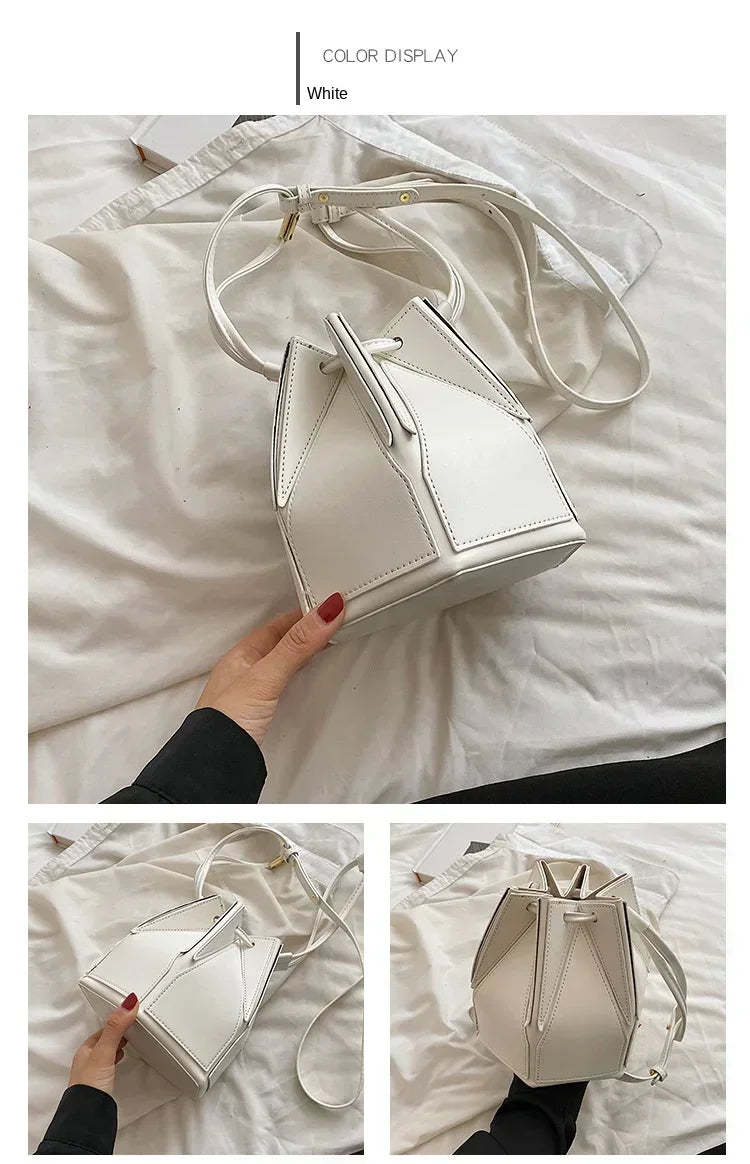 Women’s Niche Foldable Bucket Bag | Sophisticated Multifunctional Messenger Handbag | Elegant Urban Simplicity Shoulder Bag | Luxury Microfiber Synthetic Leather Portable Purse with "Dignified" Stereoscopic Build Luxegan