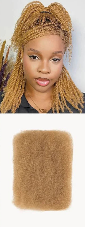 Afro Kinky Bulk Human Hair Extensions | 10"-22" 50g Brazilian Remy for Braiding & Dreadlocks (Natural Colors, Long-Lasting) Luxegan