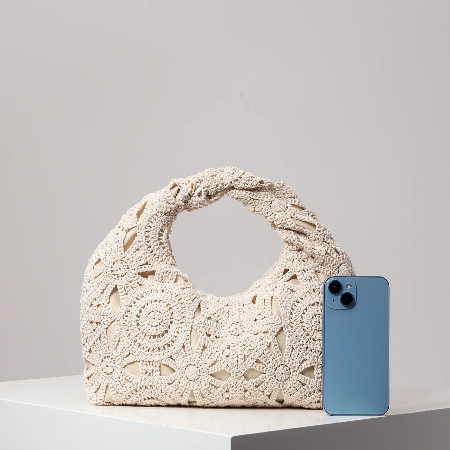 Soft Bohemian Hollow Woven Handbag | Zippered Crochet Beach Tote Luxegan