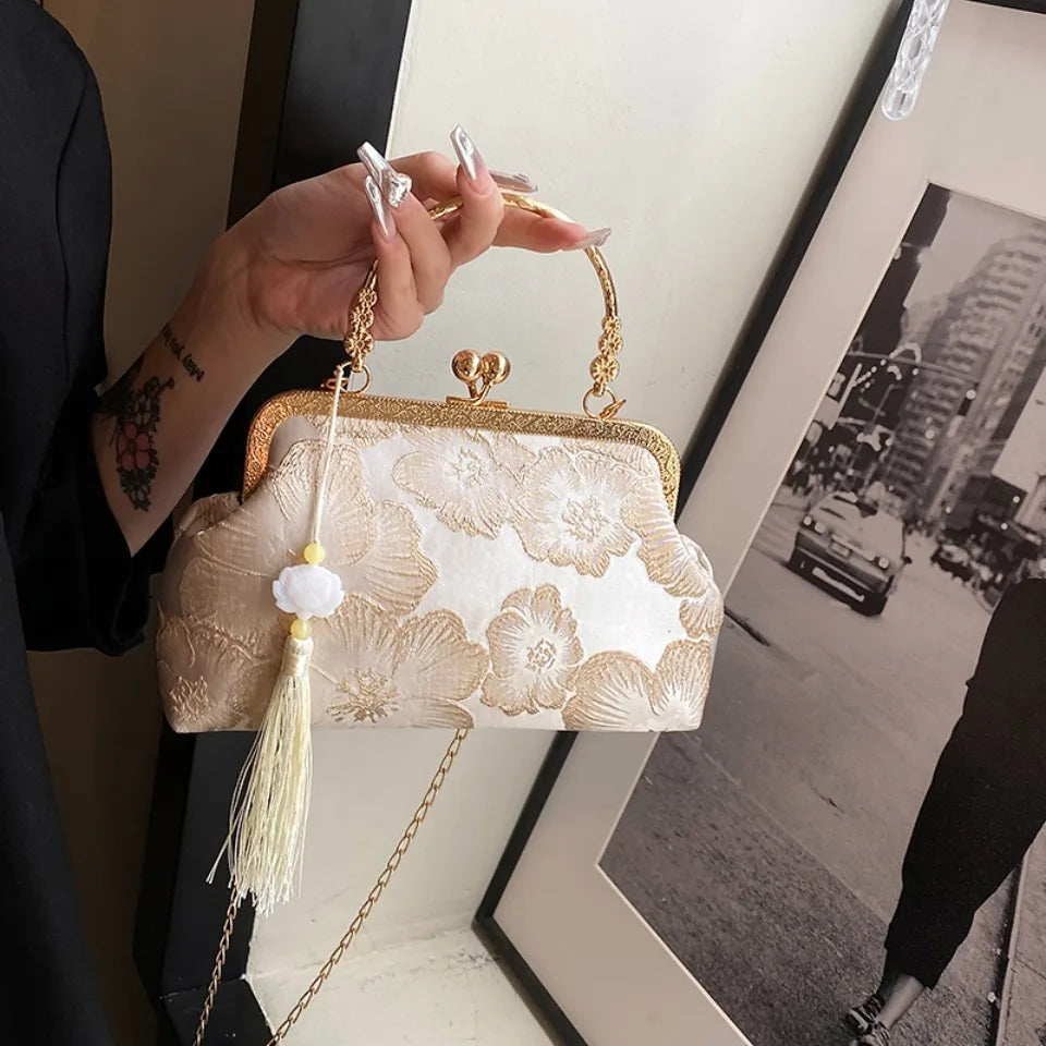 Chinese Style Embroidered Shoulder Bag | Retro Small Square Handbag & Luxury Evening Clutch Luxegan