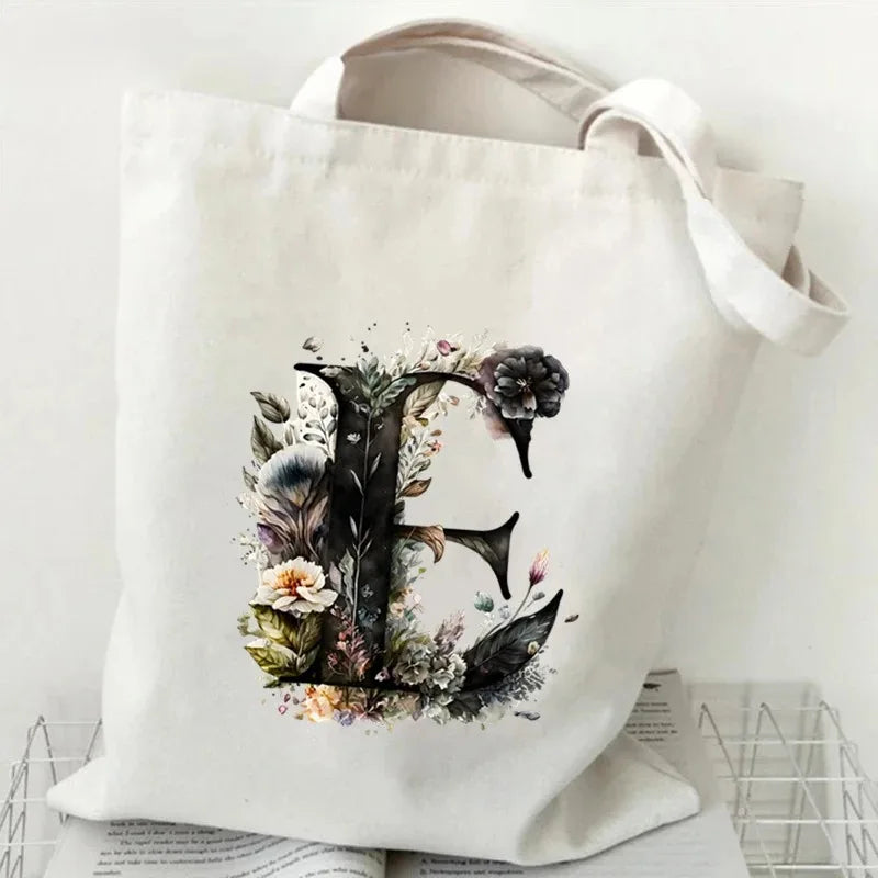 Harajuku Letter & Flower Canvas Tote | Eco Reusable Shopping Bag Luxegan