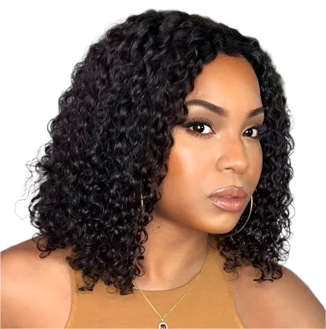 Wear and Go Glueless Short Curly Bob Wig | Deep Wave | 13x5x1 Lace Front | Brazilian Remy Hair