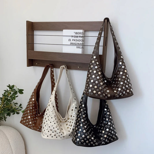 Women's Large Capacity Underarm Shoulder Bag | Trendy Thread-Patterned Casual Handbag | Premium TPU Versatile Crossbody Purse | Soft Bucket Tote with Dual Straps and Nylon Lining Luxegan