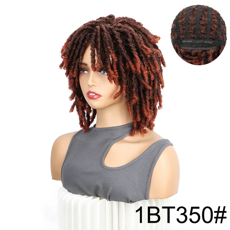 6" Short Dreadlock Wig | Curly Twisted Braid | Heat Resistant Synthetic Wig | Black & Brown