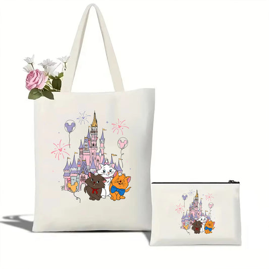 Disney The Aristocats Marie Cat Women's Shoulder Bag | Cute Cat Reusable Shopping Bag (Large Capacity Portable Travel Tote) Luxegan