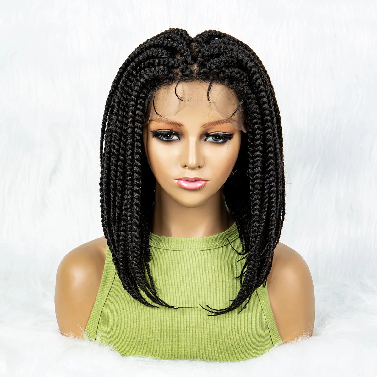 Pelucas trenzadas Bob para mujeres negras Peluca de encaje completo con trenzas estilo cornrow Peluca sintética de encaje frontal con trenzas de caja sin nudos con cabello de bebé