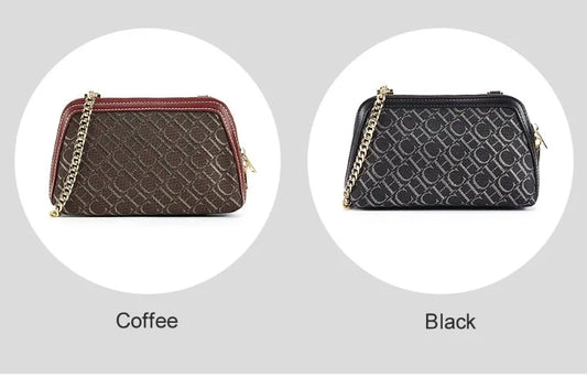 Brand Fashionable Vintage Crossbody Bag | Light Luxury Suede-Style Tote | Carolina Herrera Inspired Jacquard Cloth Shoulder Bag with Chain Strap Luxegan