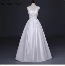 White Satin Strapless Sleeveless Backless Pleated Trumpet Mermaid Floor-Length Gown with Watteau Train – Empire Waist, Built-In Bra Luxegan