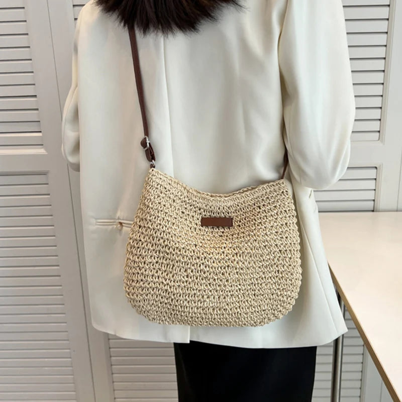 Summer Straw Saddle Bag | Handmade Woven Crossbody Purse Luxegan