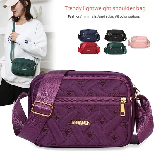 New Fashion Embroidery Shoulder Bag | Sophisticated Canvas Zipper Handbag | Elegant Square Crossbody Purse | "Dignified" Lightweight Tote for Versatile Daily Styling Luxegan
