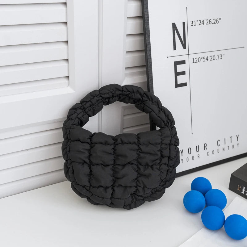 Soft Padded Mini Linen Baguette | Purple Quilted Phone Purse Luxegan