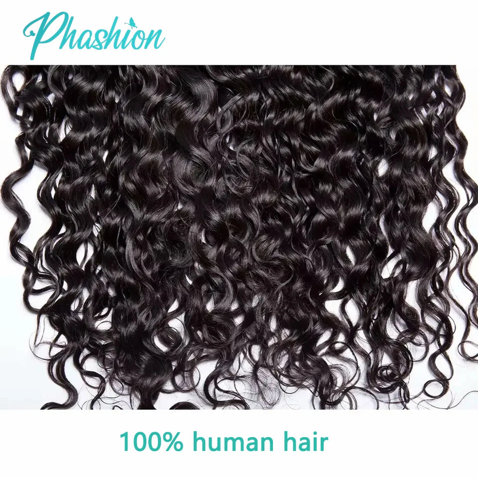 Phashion Water Wave 13x4 Lace Frontal & HD Transparent Swiss 4×4 Closure Pre Plucked Brazilian Remy Human Hair For Black Women