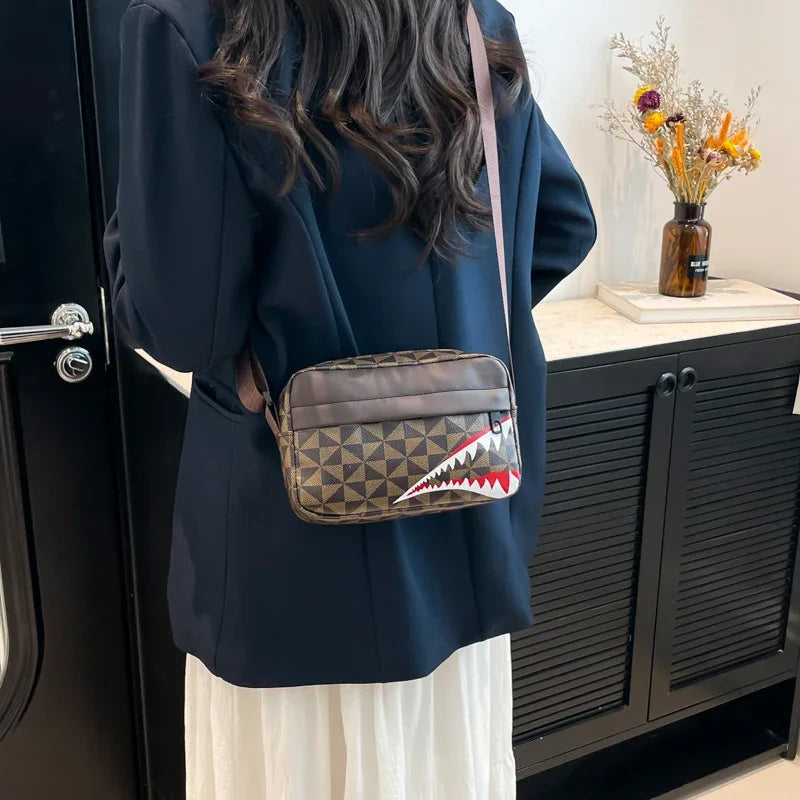 Bolso cruzado creativo con boca de tiburón, monedero simple, bolso para teléfono móvil, bolso cruzado informal de moda, bolso cuadrado pequeño de gran capacidad