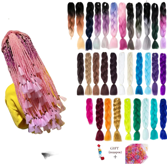 Synthetic Jumbo Braid Kanekalon Braiding Hair 24in | Ombre & Solid Colors | 100g Luxegan