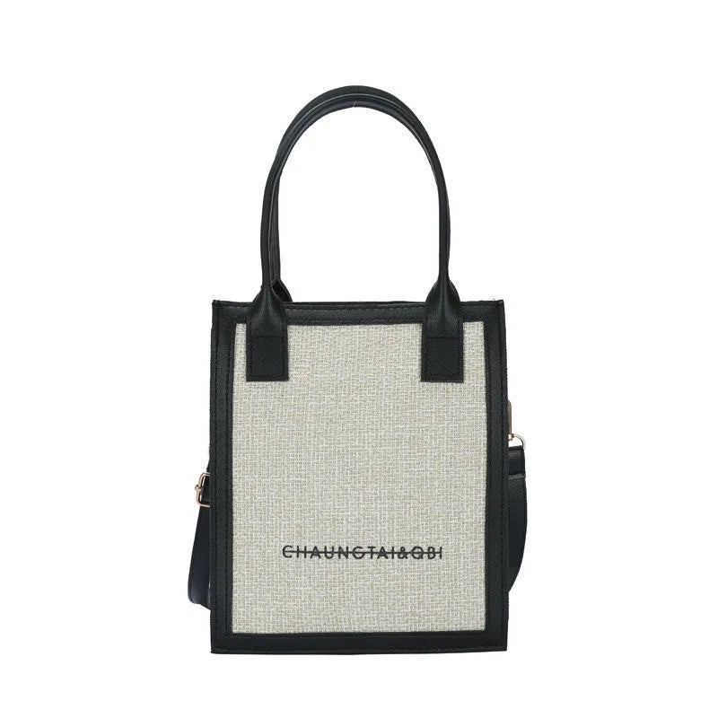 Luxury Brand Designer Crossbody Bag | PU Leather & Linen Women’s Shoulder Bag | Casual Boston Handbag & Purse Luxegan