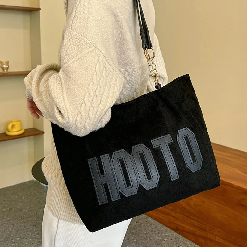 New Fashion Canvas Large Capacity Shoulder Tote Bag for Women | Letter Printed Daily Shopping Handbag Luxegan