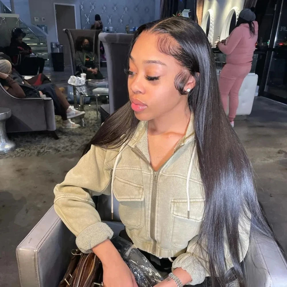 Raw Vietnamese Bone Straight HD Lace Wig | Sophisticated "36 Inch Glueless" Silhouette | Elegant 220% Density Ready-to-Wear Unit | "Dignified" High-Performance 5x5 Transparent Essential for Radiant Versatile Styling Luxegan