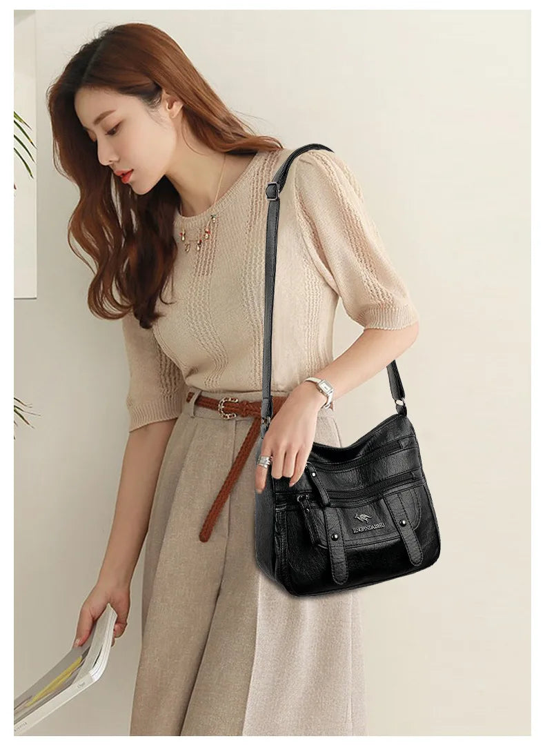 Soft Leather Mother Bag | Large Capacity Shoulder & Crossbody Bag Luxegan