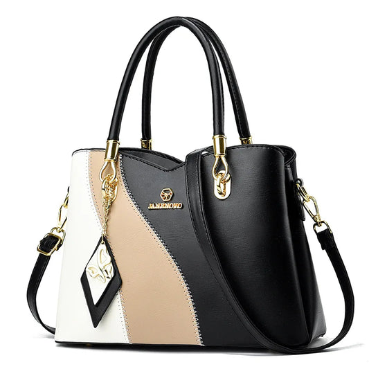 Fashion Contrasting Handbag | Large Capacity Temperament Elegant Mother Bag & Middle-Aged Shoulder Bag Luxegan