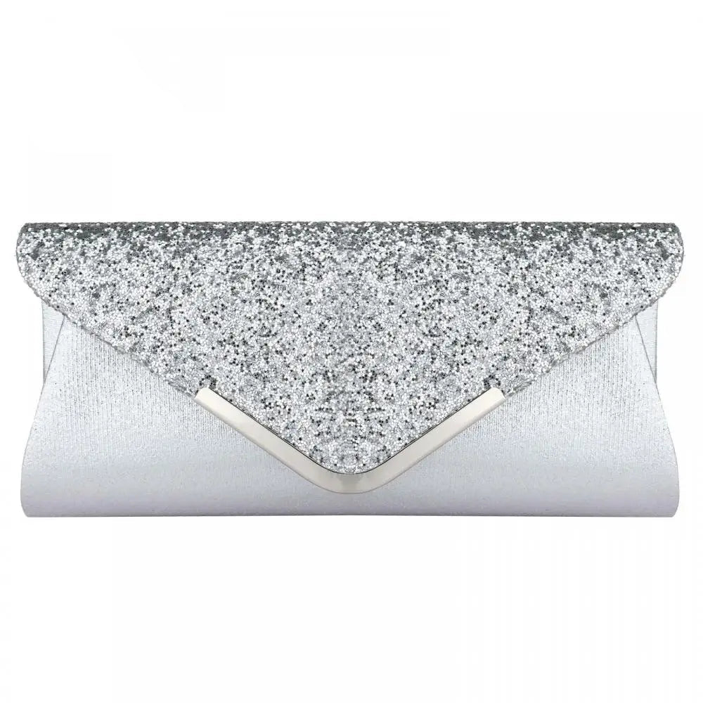 PU Leather Sequined Envelope Clutch | Royal Blue Luxury Designer Evening Bag Luxegan