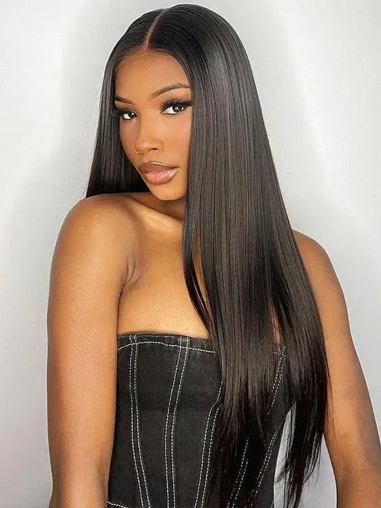 Bone Straight HD Lace Frontal Wig - 13x6 Transparent Swiss Lace Front Wig - Pre-Plucked Glueless Brazilian Remy Human Hair Wig for Women (30-40 Inch On Sale) Luxegan