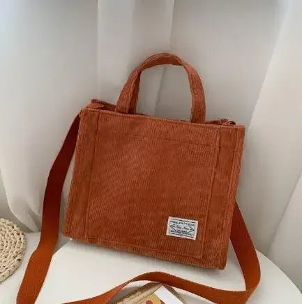 Simple Corduroy Tote Bag | Fashionable Large Capacity Handbag Luxegan