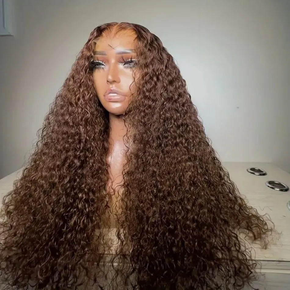 36-Inch Chocolate Brown Straight HD Lace Wig | Sophisticated 250% Density 13x6 & 13x4 Frontal | Elegant "100% Brazilian Remy" Silhouette | "Dignified" Pre-Plucked Curved Part Human Hair for Radiant Versatile Styling Luxegan