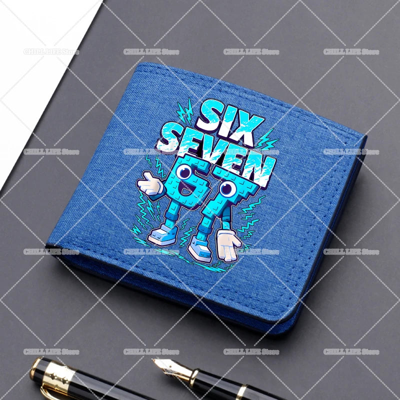 Anime "Six Seven" Brainrot Canvas Wallet | Sophisticated "Multi-Card Slot" Silhouette | High-End Boys Folding Billfold & Card Holder | "Dignified" High-Performance Short Coin Purse for Radiant Versatile Styling Luxegan
