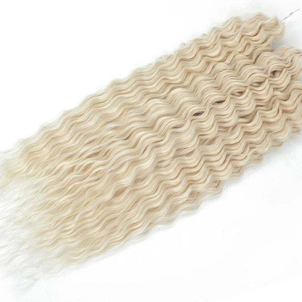 22 Inch Deep Water Wave Crochet Braids – 3 Pcs 300g Bio-Protein Synthetic Hair Bundles for Women Luxegan